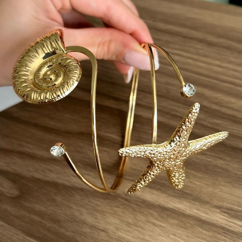 Gold Starfish bracelet Q493 - Picture 3 of 5